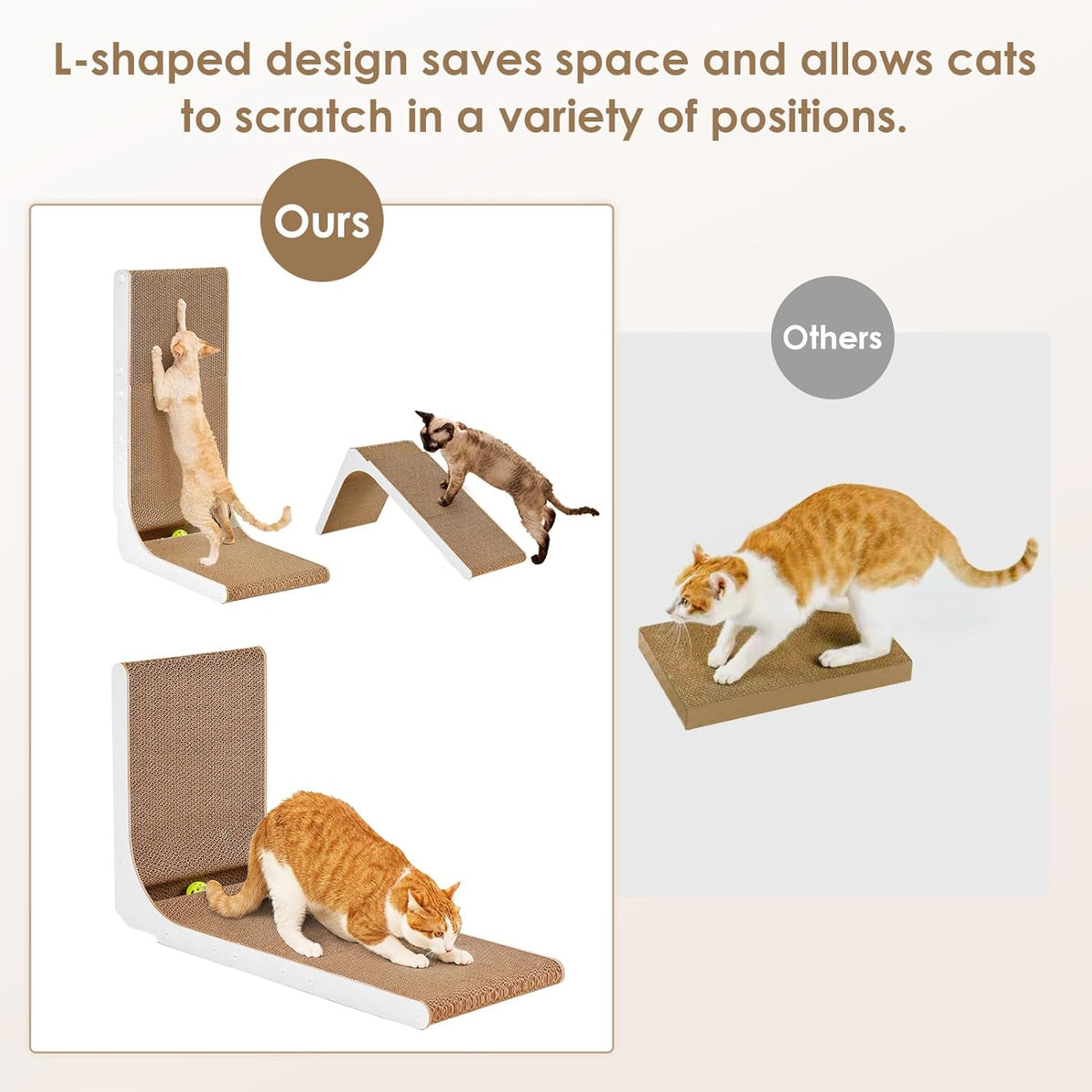 EHEYCIGA Cardboard Cat Scratcher for Indoor Kitten Cats, 19 Inch L Shaped Vertical Cat Scratching