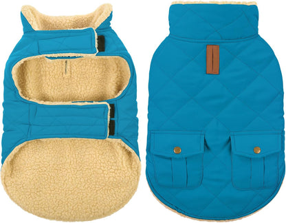 Queenmore Dog Winter Coat Warm Puffer Jacket Waterproof Plush Lining Thermal Cold Weather Vest for