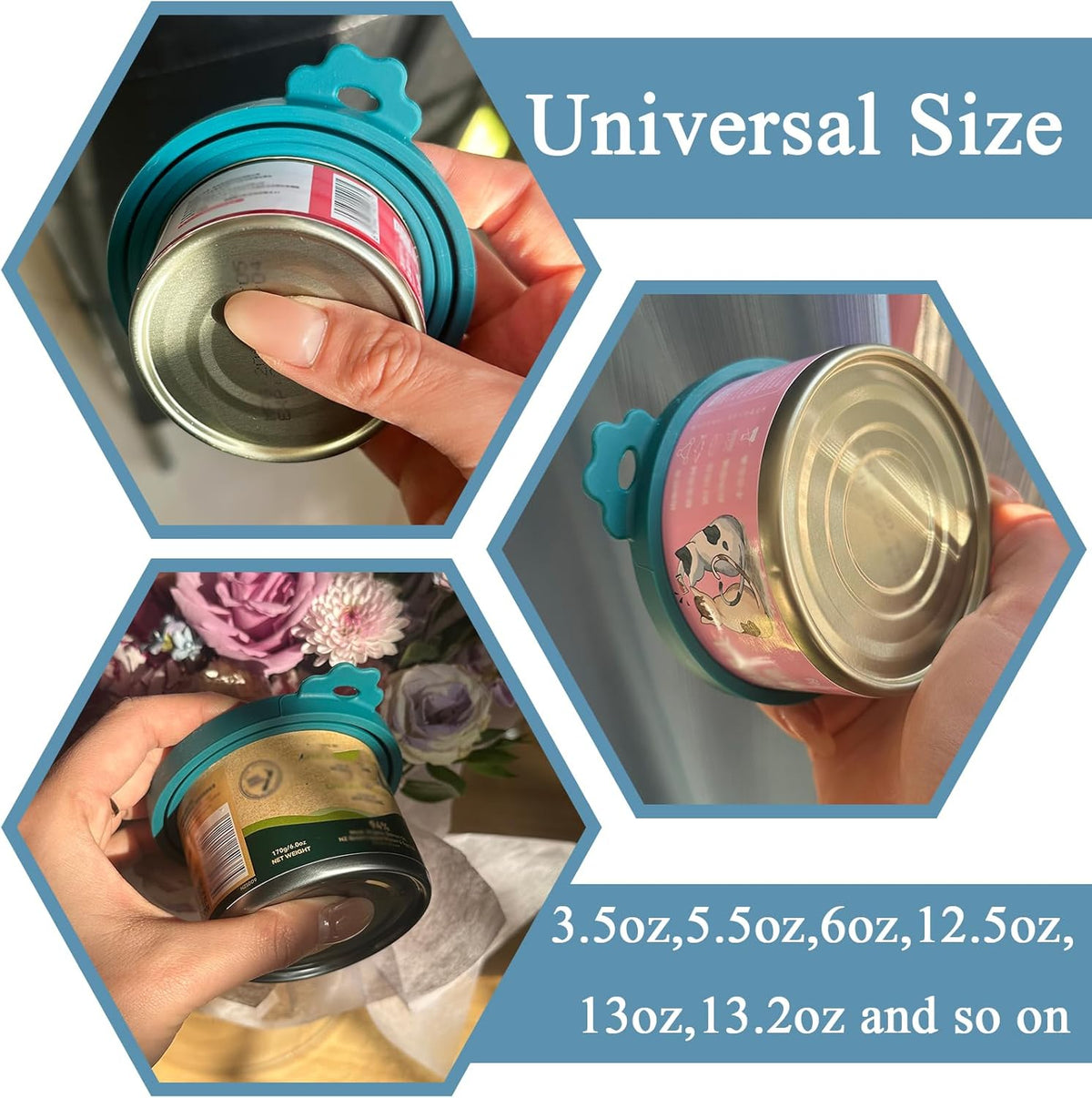 Pet Can Opener & 3 Pcs Cat Food Can Lids | Universal BPA Free Silicone Can Covers & Multi-Function