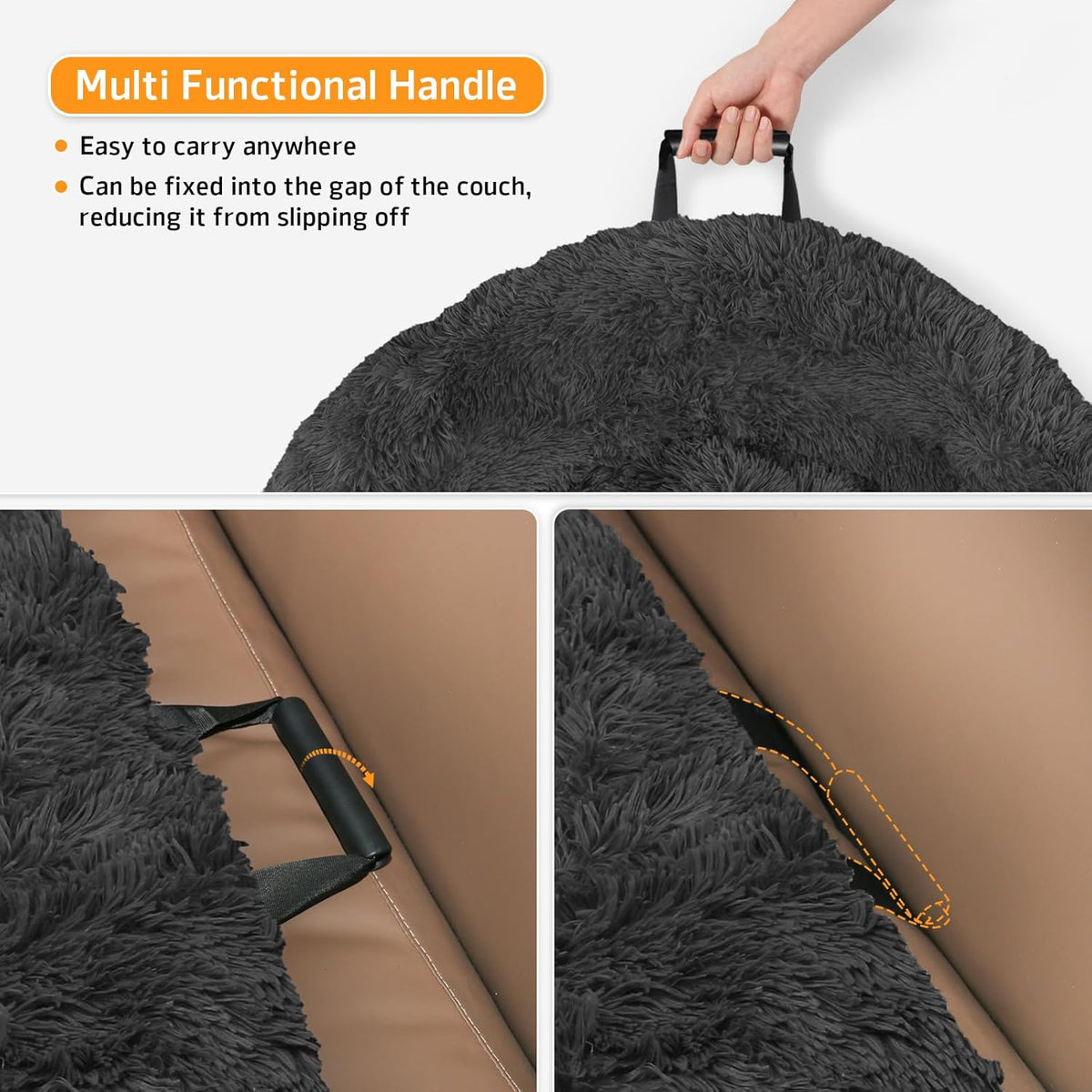 Calming Dog Bed Fluffy Plush Dog Mat for Furniture Protector with Removable Washable Cover for
