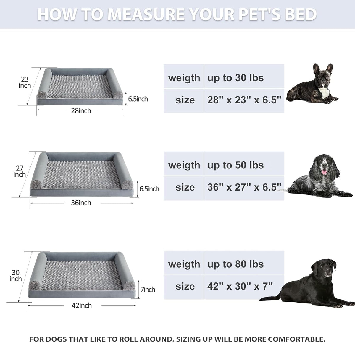 BFPETHOME Dog Beds for Large Dogs, Orthopedic Dog Bed for Medium Large Dogs,Big Waterproof Couch