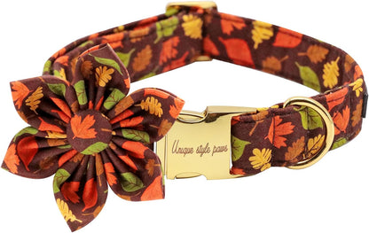 Unique style paws Fall Dog Collar with Bow, Puppy Collar Pet Gift Adjustable Dog Collar Soft and