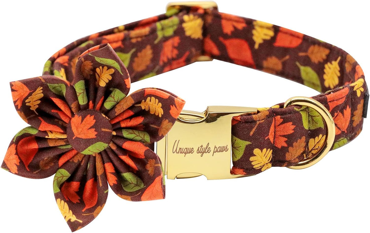 Unique style paws Fall Dog Collar with Bow, Puppy Collar Pet Gift Adjustable Dog Collar Soft and