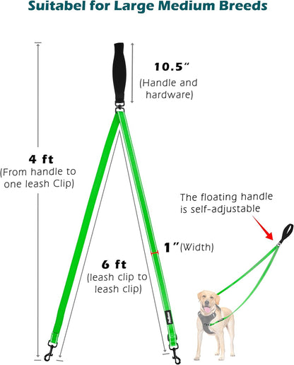 PetBonus Two Point Control Dog Leash, Works with No Pull Harnesses, No Tangle Training Leashes