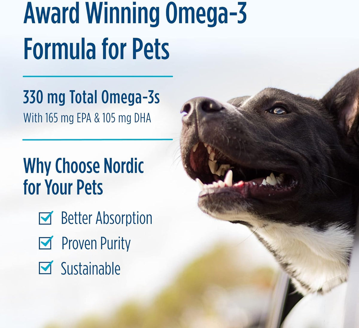 Nordic Naturals Omega-3 Pet, Unflavored - 180 Soft Gels - 320 mg Omega-3 Per Soft Gel - Fish Oil