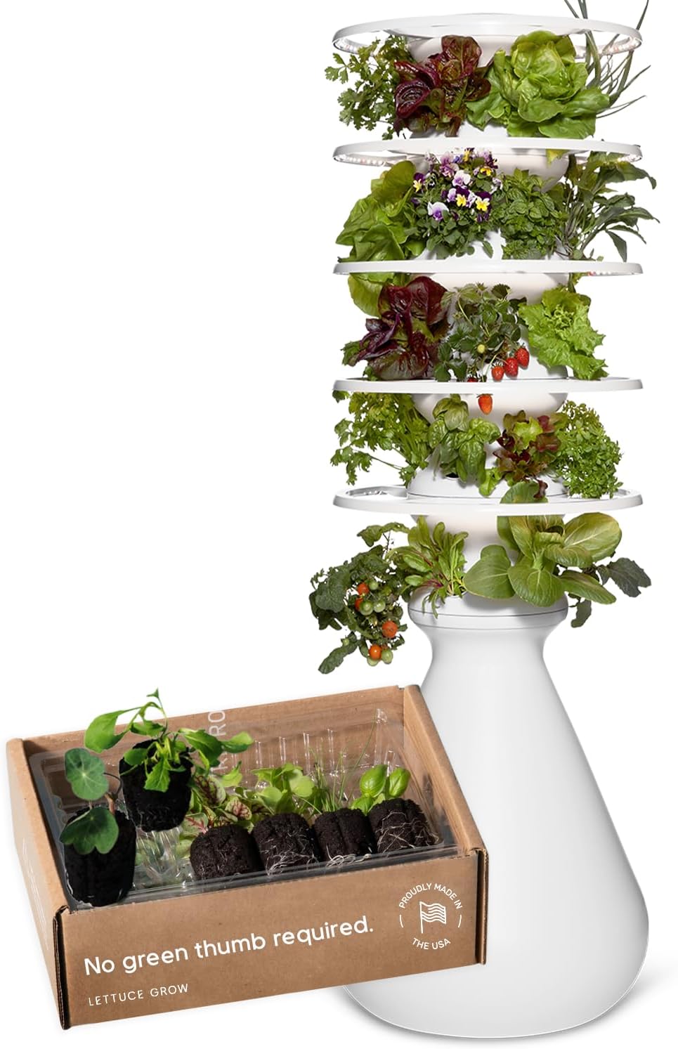 Farmstand Starter Kit with Glow Rings and 30 Seedling Credits | Family Hydroponic Growing System