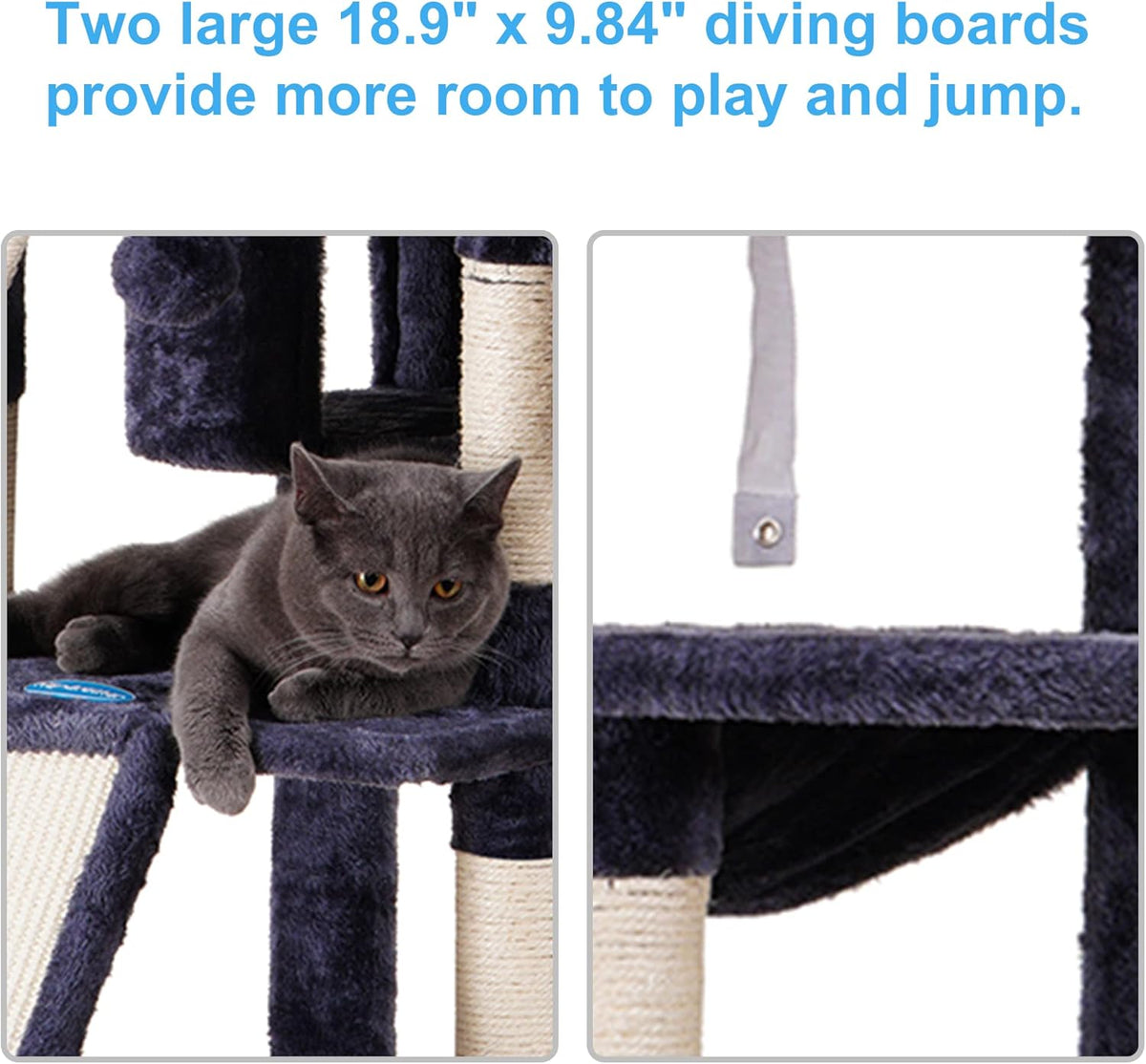 Hey-brother Cat Tree, 71 inches XL Large Cat Tower for Indoor Cats, Multi-Level Cat House with 3