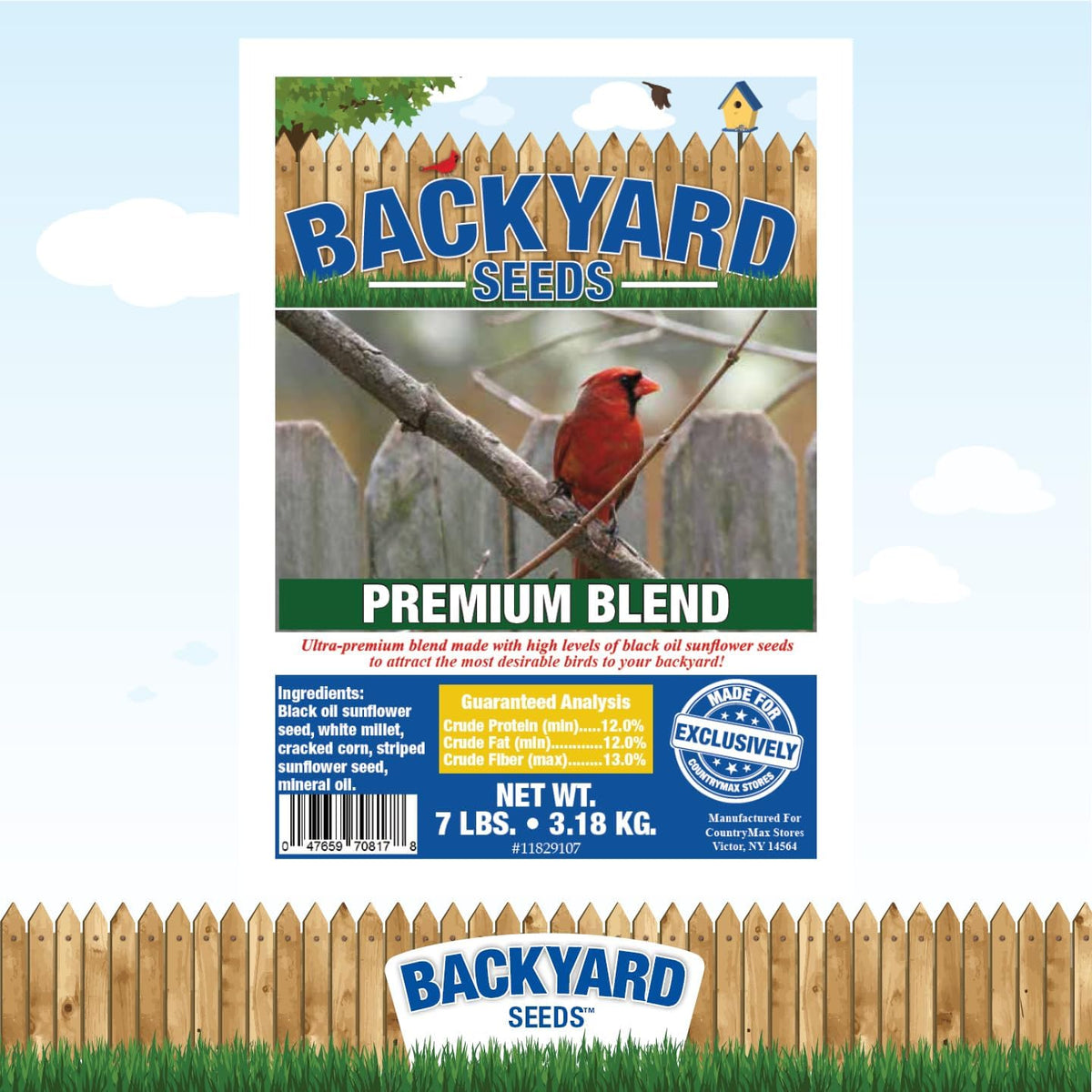 Backyard Seeds Premium Blend Bird Seed to Attract Songbirds - Wild Bird Food Mix with Black Oil
