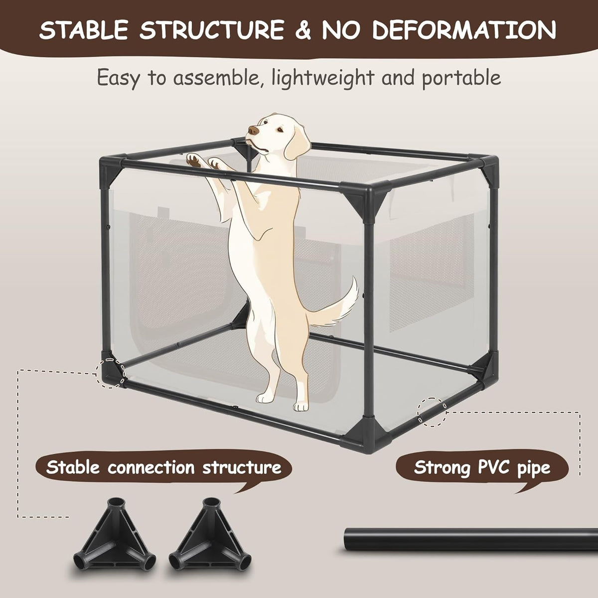 Dog Crate - Soft Pet Kennel for Dogs/Cats, 3-Door Breathable Travel Cage with Mesh Window, Portable