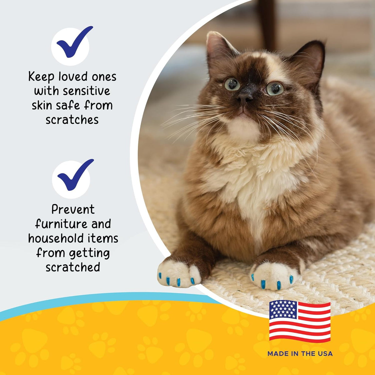 Soft Claws Cat Nail Caps for Small Cats–(40 Caps, Pink Sparkle)-Made in USA-Veterinarian-Developed