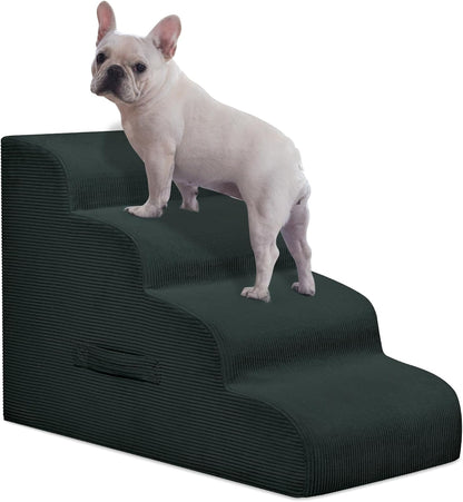 Dog Stairs Steps for High Bed, 4 Steps Pet Steps for Small Dogs Non-Slip Removable Washable Cover