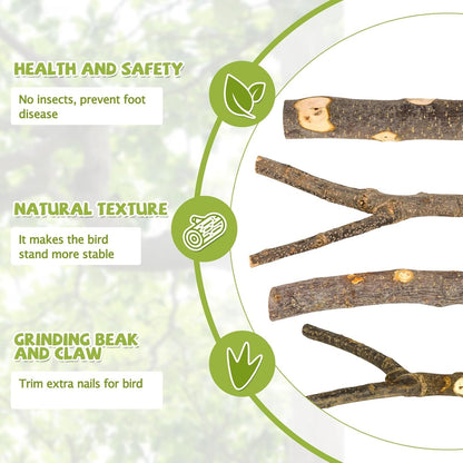 Natural Wood Bird Perches for Cage, Parrot Perch Stand & Platform, Bird Cage Accessories for