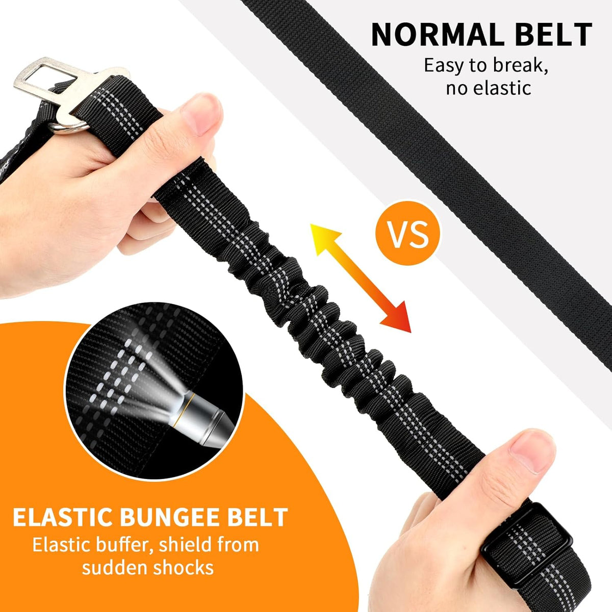 BWOGUE 2 Piece Dog Seat Belt for Car with Elastic Bungee Buffer Safety Seatbelt Car Headrest