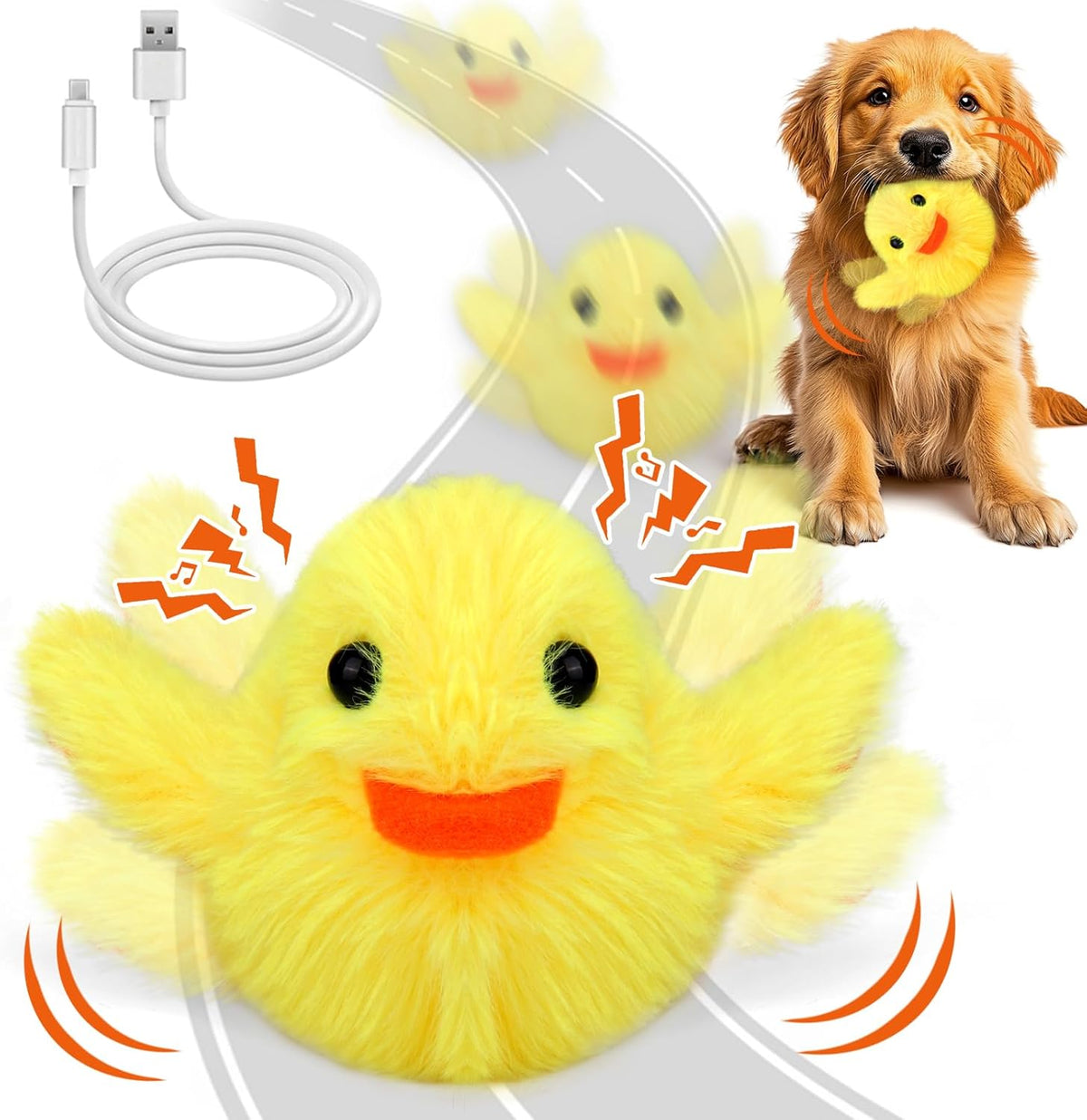 Mity Rain Interactive Duck Dog Toys - Touch Activated, Squeaky, Enrichment for Small/Medium/Puppy
