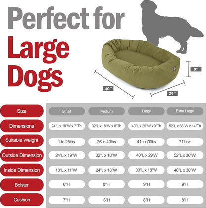 Majestic Pet 40 Inch Suede Shredded Memory Foam Mix Calming Large Dog Bed Washable 40 x 29 x 9