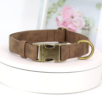 Didog Soft PU Leather Dog Collar, Stylish Quick Released Dog Collar for Large Dogs, Easy Clean