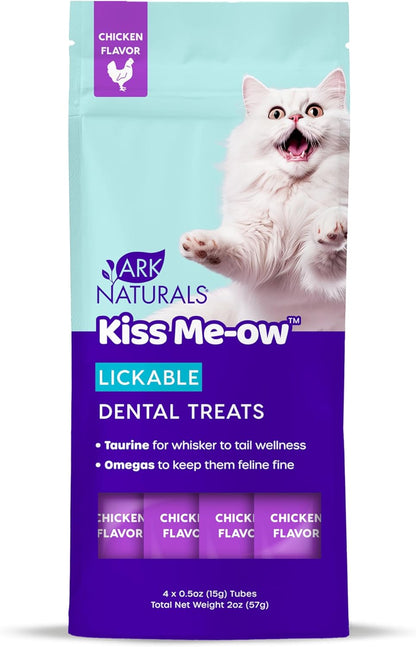 Ark Naturals Kiss Me-Ow Lickable Dental Cat Treats, Chicken Flavored, No Artificial Flavors, 2