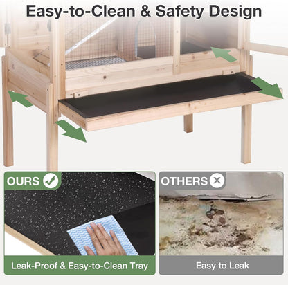 Guinea Pig Cage with Wooden Stand - Hamster Cage, Small Animal Cage Anti Chew Ramp, Hideout