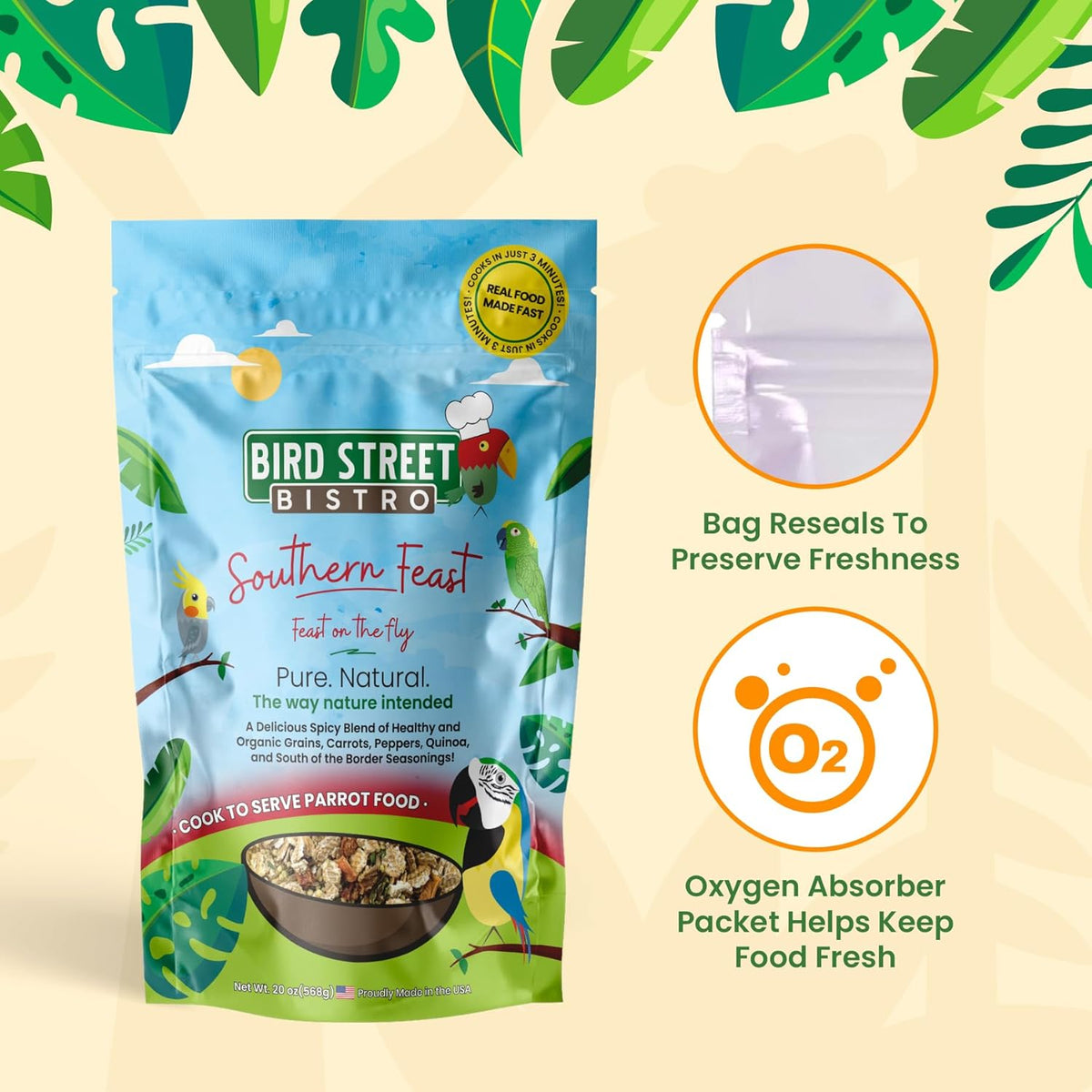 Parrot Food - Parakeet & Cockatiel Food - Cooks in 3-15 min w/Natural & Organic Grains, Legumes