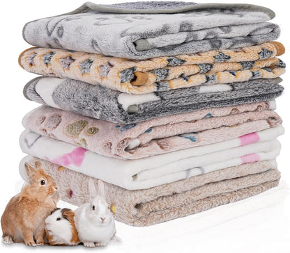 6 Pack Guinea Pig Cage Liner, Washable Guinea Pig Fleece Blankets Beding Accessories, Flannel Throw