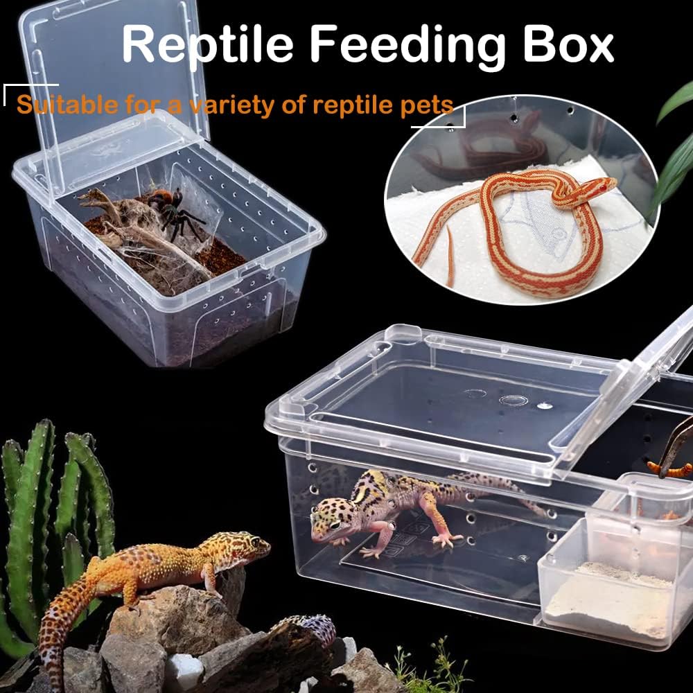 2 Pack Reptile Box Escape-Proof Breeding House Portable Reptile Terrarium Habitat for Reptile