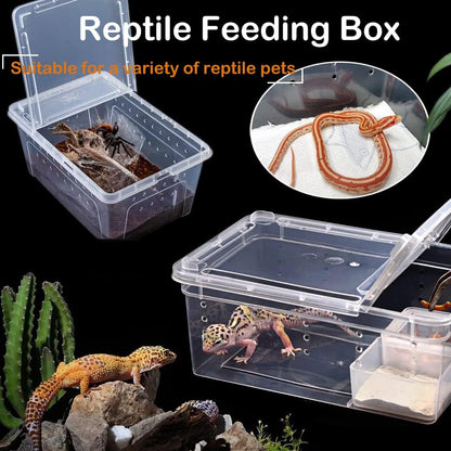 2 Pack Reptile Box Escape-Proof Breeding House Portable Reptile Terrarium Habitat for Reptile