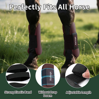 Horse Tendon Boots Set of 4 Open Front & Fetlock Boot for Horses Professional Sport Protection