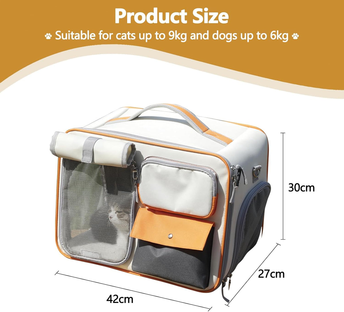 Dog Backpack, Pet Backpack with Upgrade Waist Cushion Design to Better Fit The Waist, Ventilated