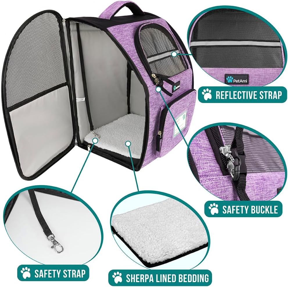 PetAmi Dog Backpack Carrier for Small Large Cat, Pet, Puppy, Ventilated Pet Hiking Backpack Travel