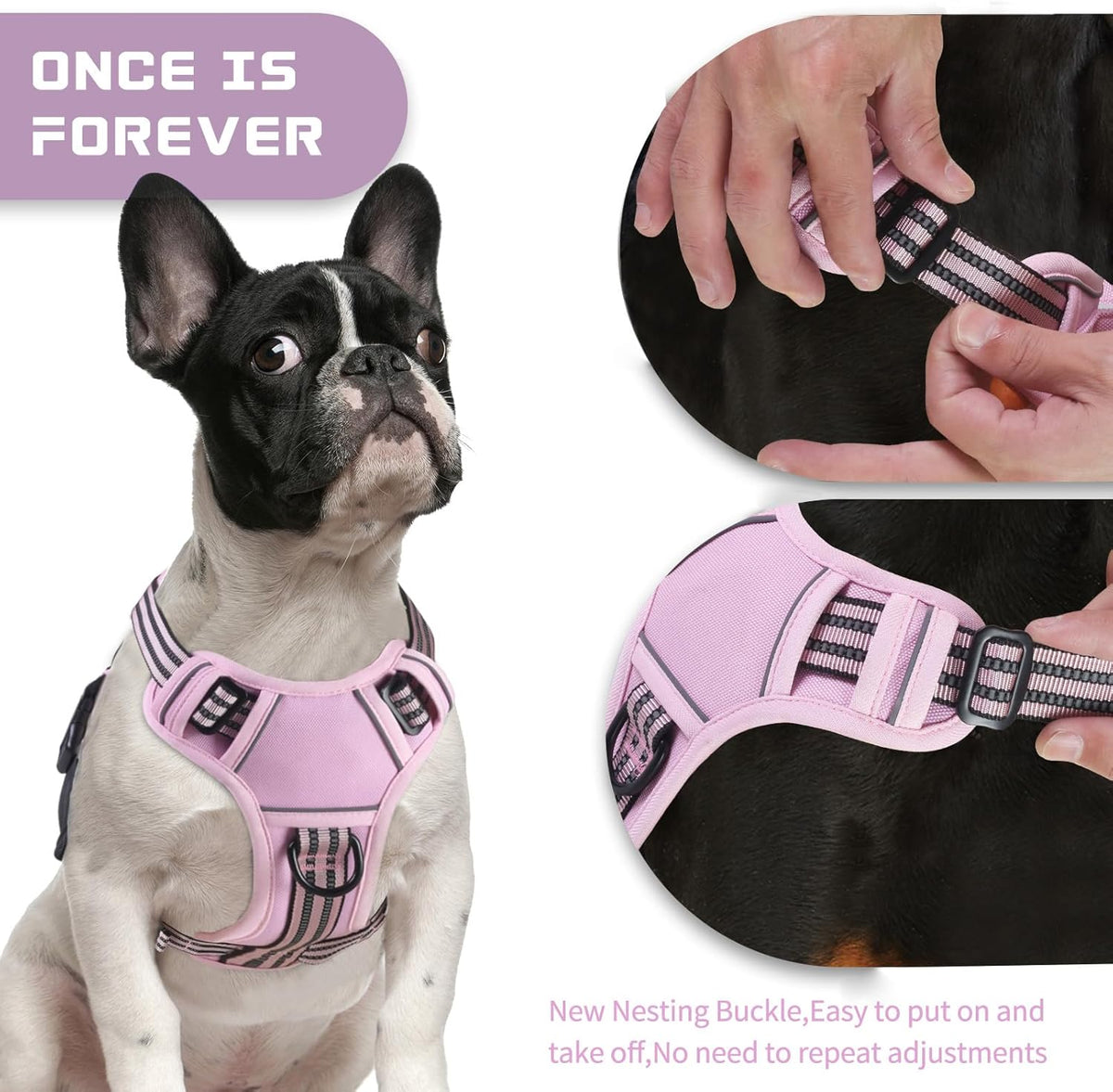 BUMBIN Dog Harness for Large Dogs, No Pull Adjustable No Choke Pet Vest with Dog Leash Fit Smart