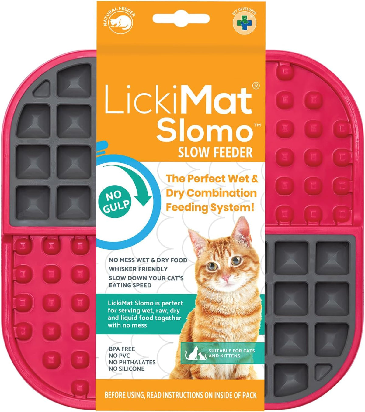 LickiMat Slomo, Cat Slow Feeder Lick Mat, Boredom Anxiety Reducer; Perfect for Food, Treats