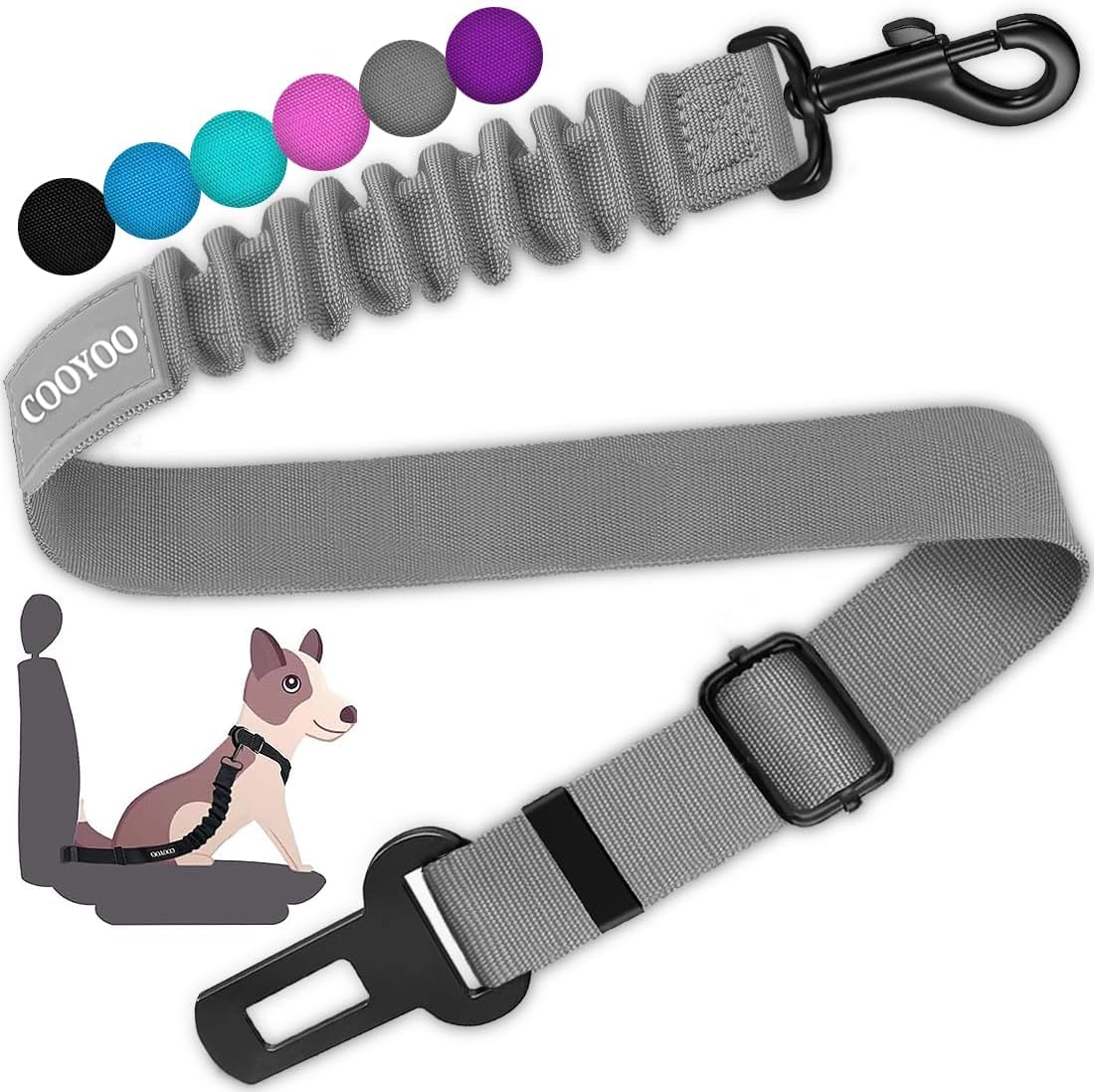 COOYOO Dog Seat Belt,Retractable Dog Car Harness Seat Belt for Car Adjustable Nylon Pet Safety Seat