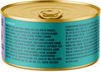 A Strong Heart Canned Wet Cat Food, Beef Dinner Paté - 3 oz Cans (Pack of 24), Made in The USA with