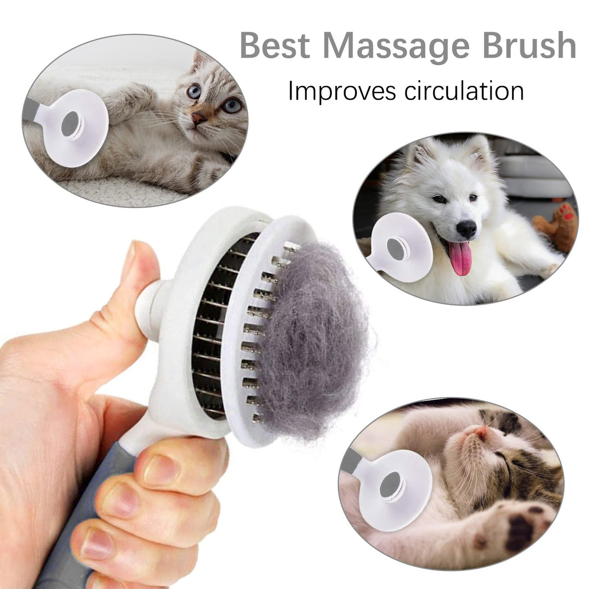 Cat Self Cleaning Slicker Brush, Pets Skin Friendly Grooming Brushes for Shedding Dogs Cats Hair