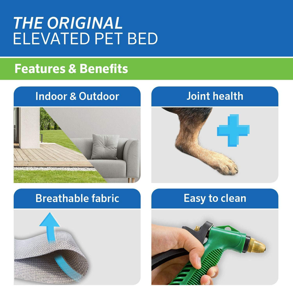 Coolaroo Original Elevated Dog Bed - Breathable Off-The-Ground Pet Bed with Cooling Fabric, Joint