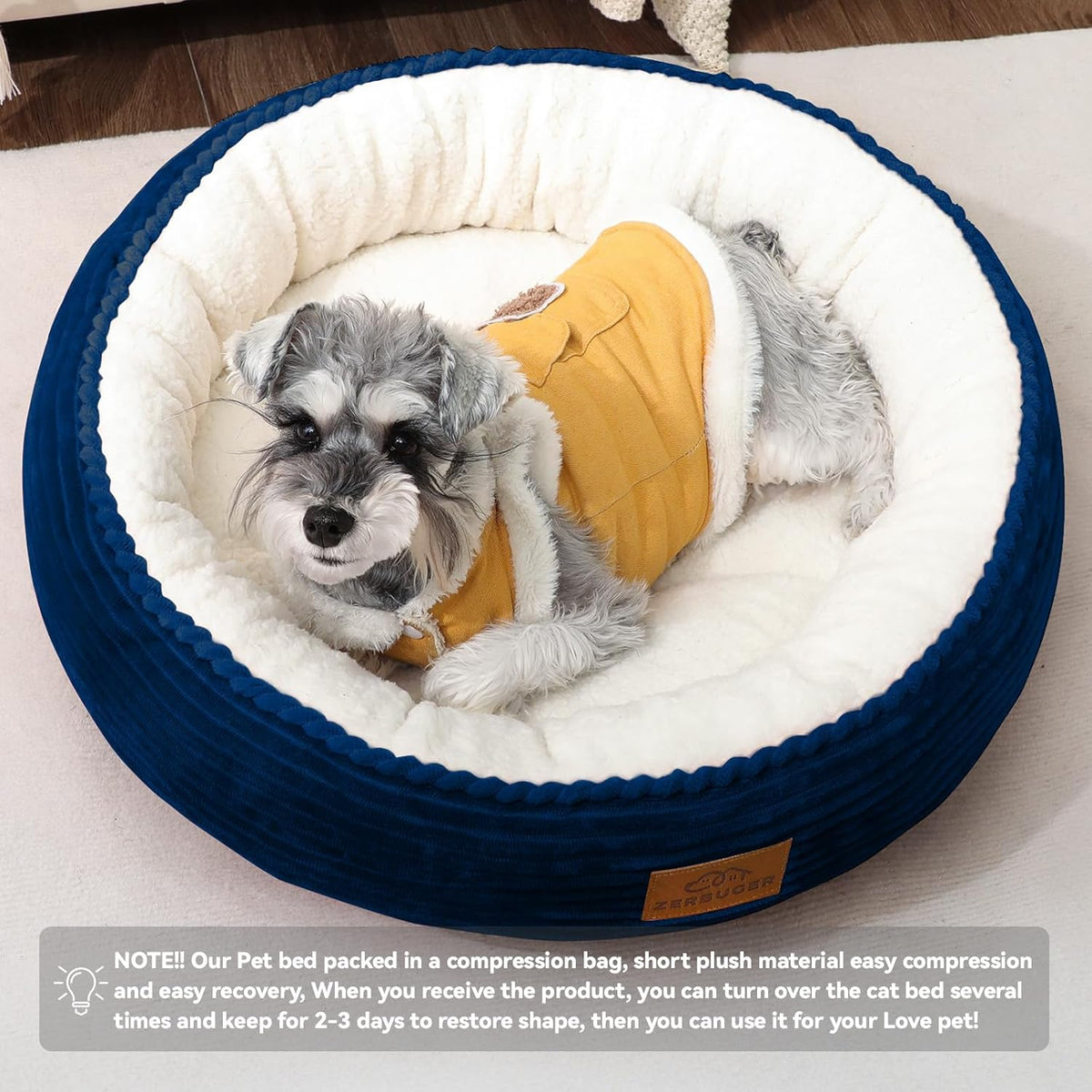 23in Round Cat Dog Bed for Large Medium Small Dogs Cats, Machine Washable Sleeping Sofa, Non-Slip
