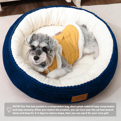 23in Round Cat Dog Bed for Large Medium Small Dogs Cats, Machine Washable Sleeping Sofa, Non-Slip