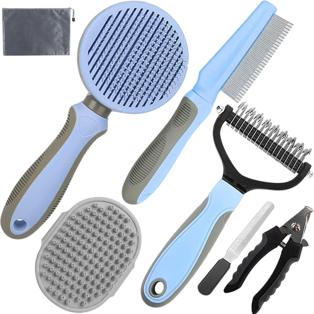 Dog Brush for Shedding,7 PCS Pet Grooming Brush Kit to De-fur & Hair Slicker Deshedding Brushes