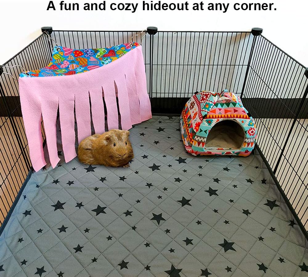 RIOUSSI Guinea Pig Hideout Hideaway Corner Fleece Toys Cage Accessories with Reversible Sides
