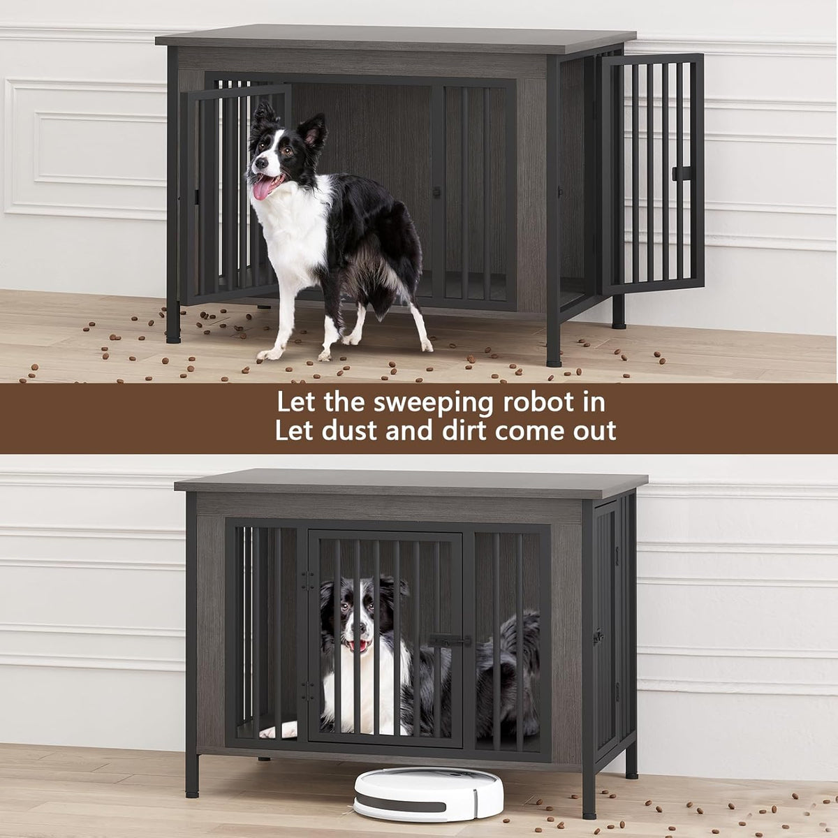 EasyCom 39.96" XL Wooden Large Dog Crate Furniture for Medium and Large Breed, Chew-Resistant Dog