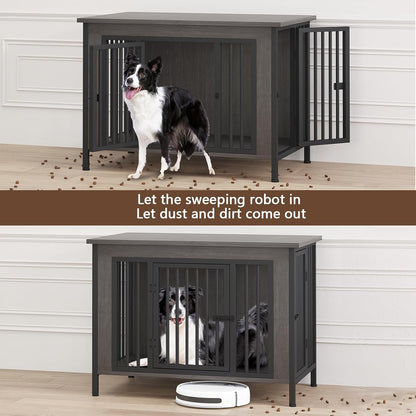 EasyCom 39.96" XL Wooden Large Dog Crate Furniture for Medium and Large Breed, Chew-Resistant Dog