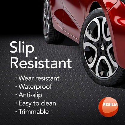 RESILIA Heavy Duty Garage Floor Runner & Protector Mat - Slip Resistant Diamond Plate PVC Mats
