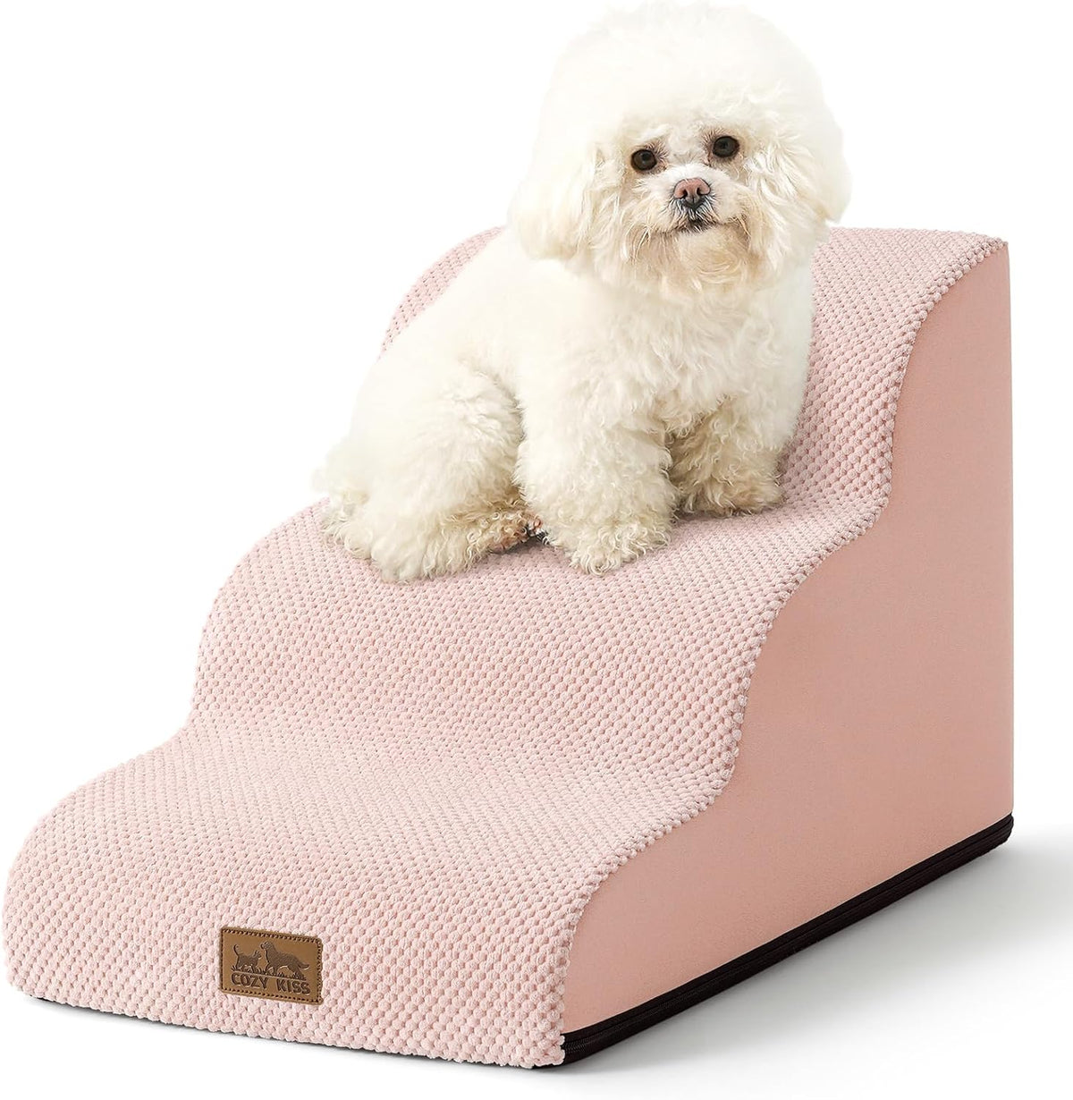 Dog Stairs for Small Dogs 15.7" H, Curved Dog Step for Puppy, Older Cat, Medium Pet Ramp for Sofa