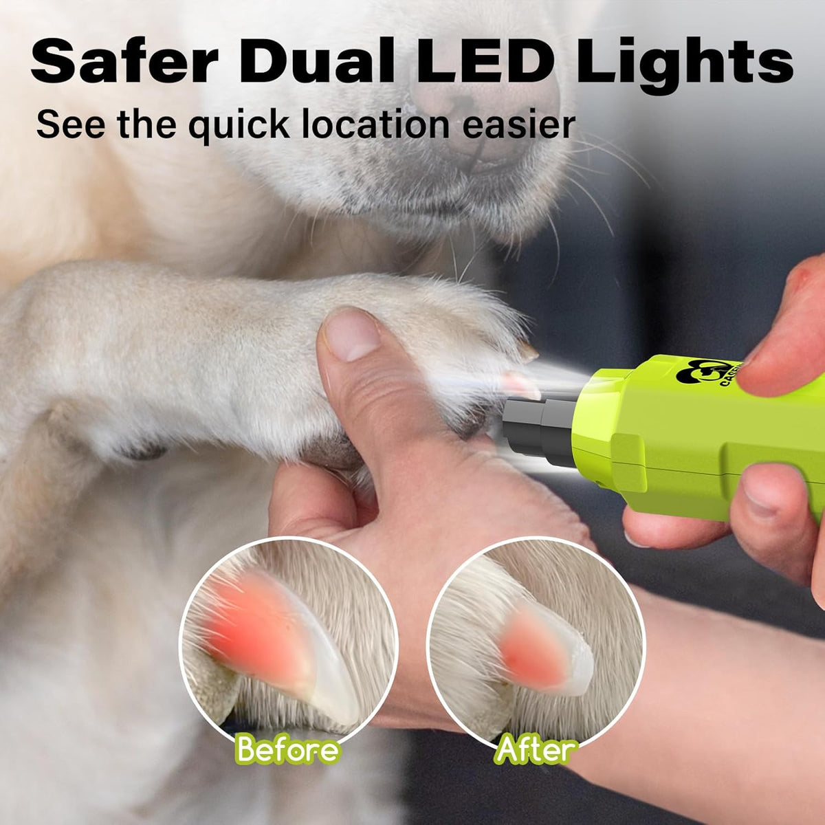 Casfuy 6-Speed Dog Nail Grinder - Newest Enhanced Pet Nail Grinder Super Quiet Rechargeable