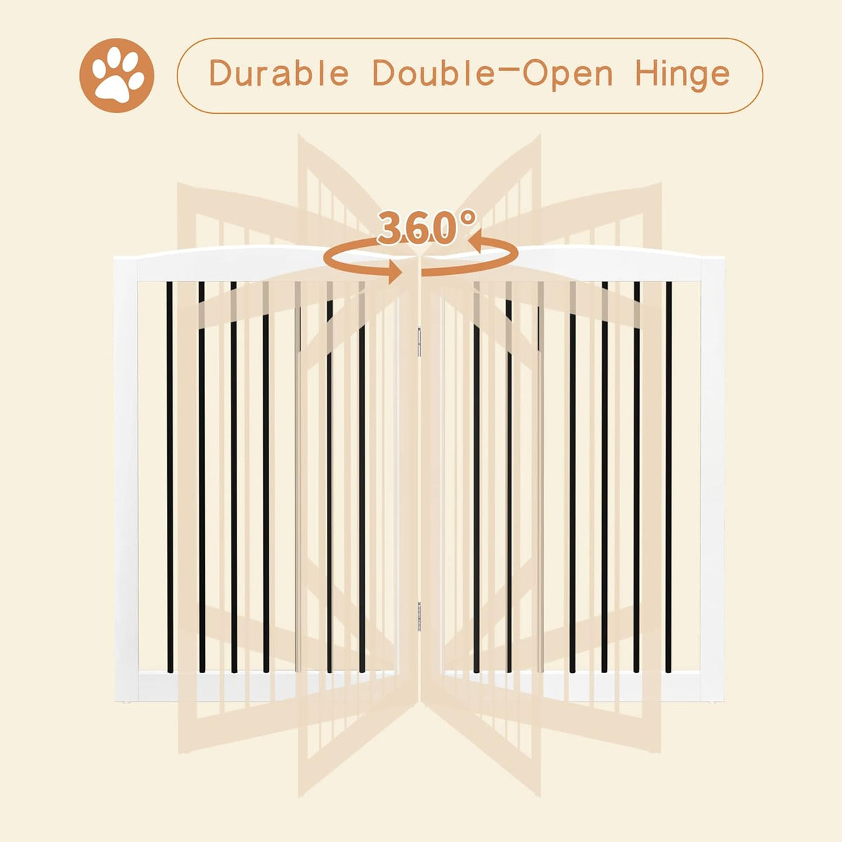 Freestanding Pet Gate for Dogs, Indoor Wooden Foldable Dog Gate for House, Extra Wide, Pet Fence