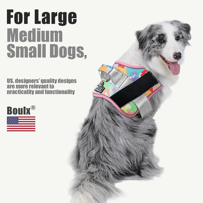 Bolux Dog Harness, No-Pull Reflective Dog Vest, Breathable Adjustable Pet Harness with Handle for