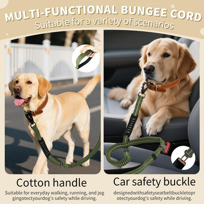Heavy Duty Tactical Bungee Dog Leash, 4-6FT Shock Absorbing Tactical Dog Leash with 2 Padded