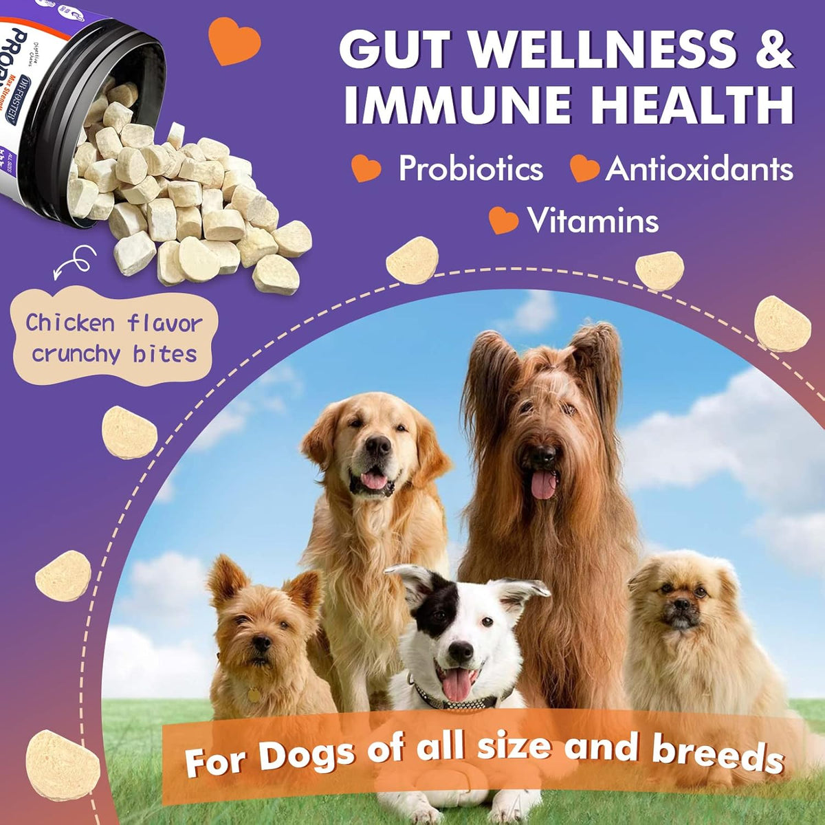 Probiotics for Dogs, Freeze-Dried Dog Probiotics and Digestive Enzymes, Plus Omega-3 for Itchy