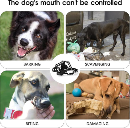 Dog Muzzle, Breathable Basket Muzzles for Small Medium Large Sized Dogs, Adjustable Humane Cage