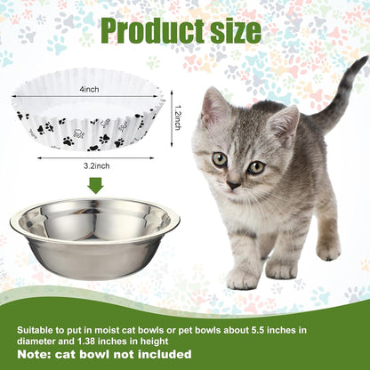 meekoo 600 Pcs Large Pet Disposable Feeding Bowls Liner Bulk Cat Food Bowls Small Paper Dish Paper